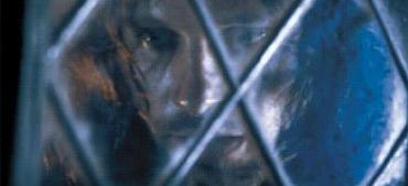 Screencap of Aragorn through a dark window